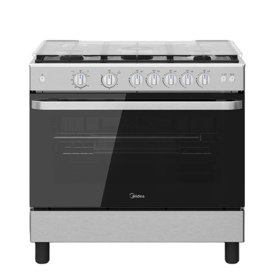 Midea 90 cm Gas Cooker, 5 Burners, Full Safety, Convection Fan, Infrared Grill – Stainless
