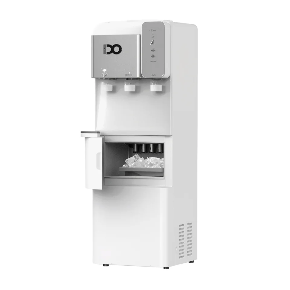 IDO Top-Loading Water Dispenser with Ice Maker, 3 Taps – White / Silver