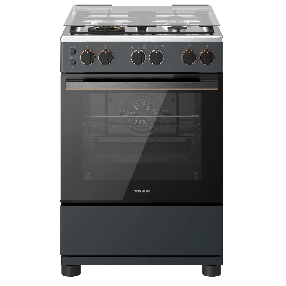Toshiba 60 cm 4-Burner Gas Cooker with Convection Fan and Mega Volcan Burner